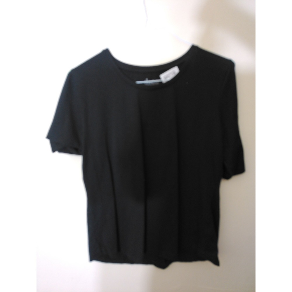 Denim & Co T-Shirt Women Medium Black Essentials Short Sleeve Crew Neck Top 2072